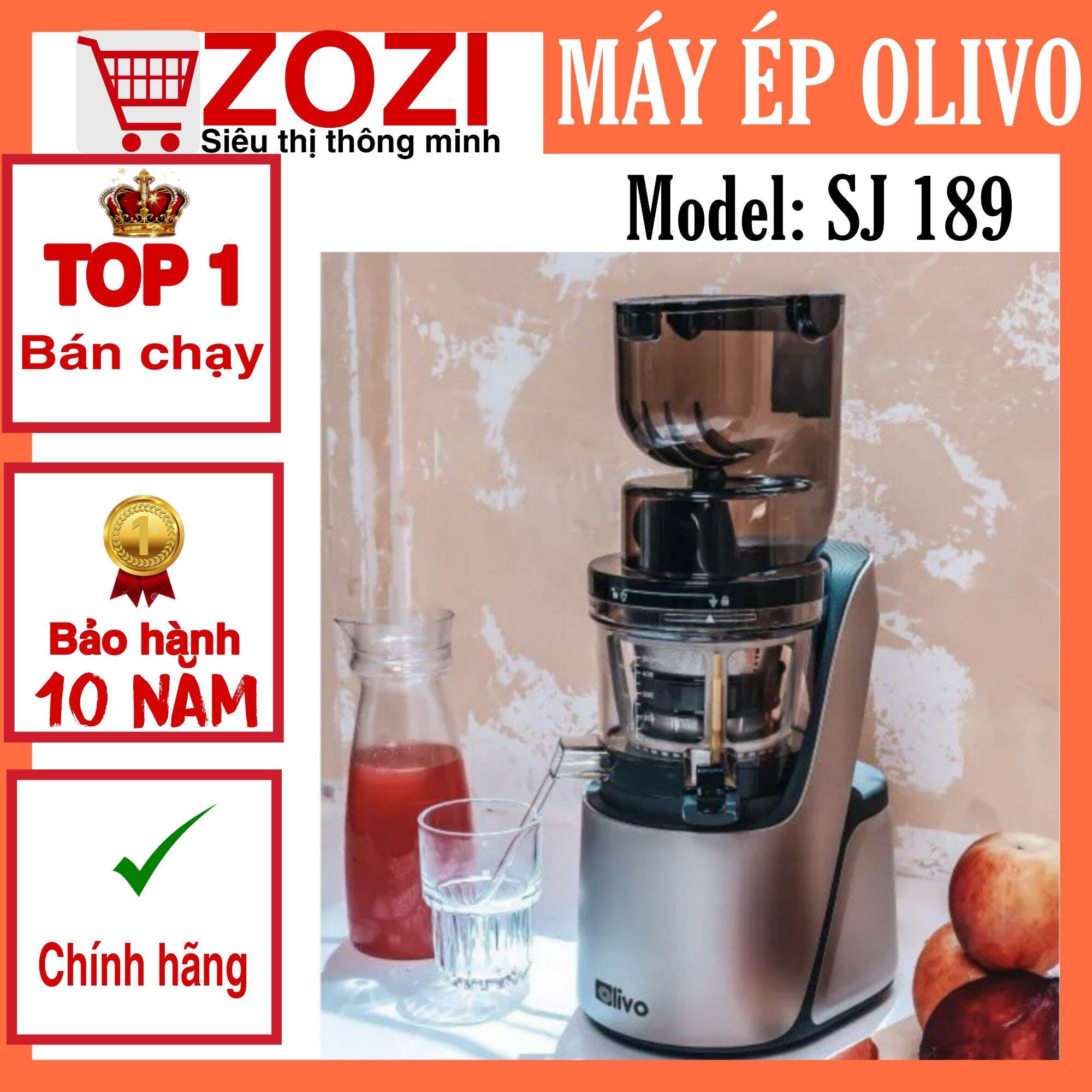 Máy ép chậm olivo sj189 chính hãng - bh 10 năm, máy ép trái cây chậm kiệt bã đến 98% thương hiệu mỹ