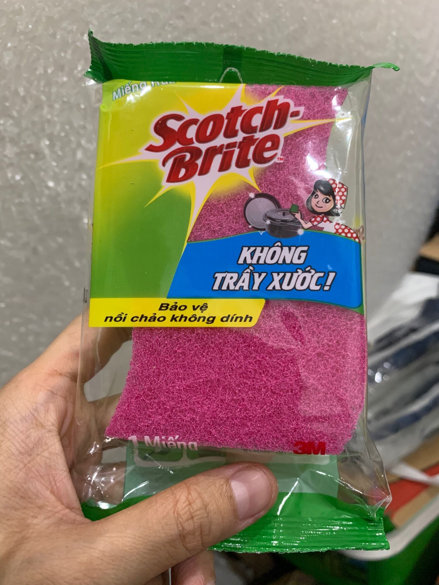 Miếng rửa chén scotch brite màu hồng