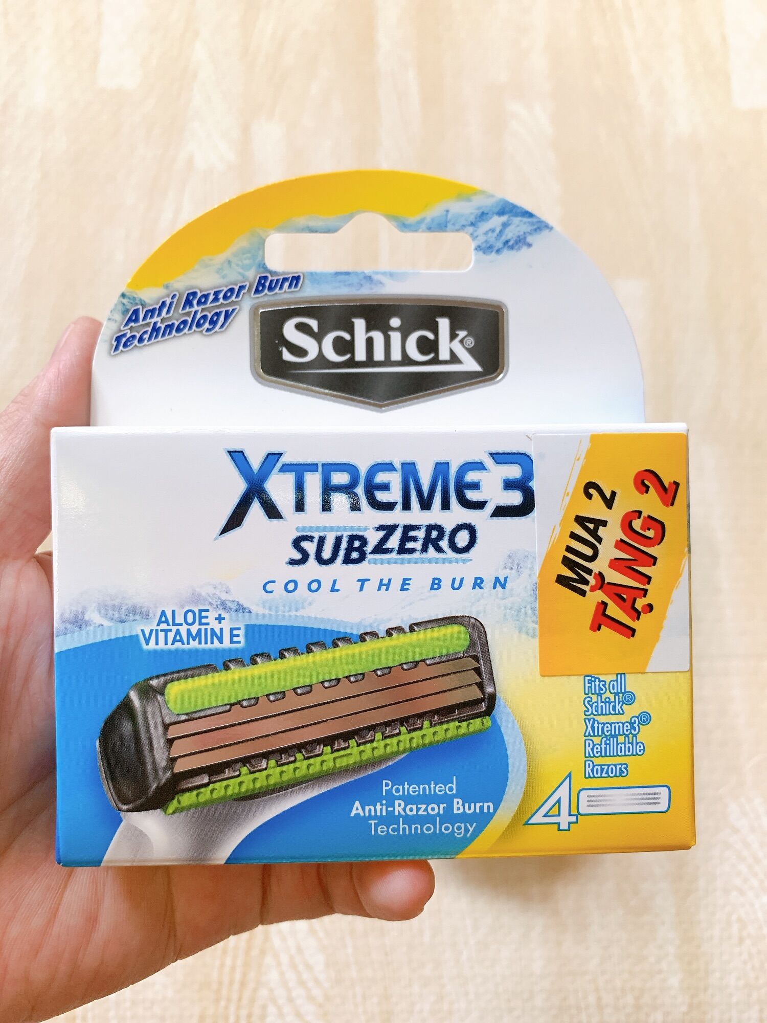 [HÀNG MỚI] Hộp lưỡi dao cạo SCHICK XTREME 3 SUBZERO(4 LƯỠI/HÔP)