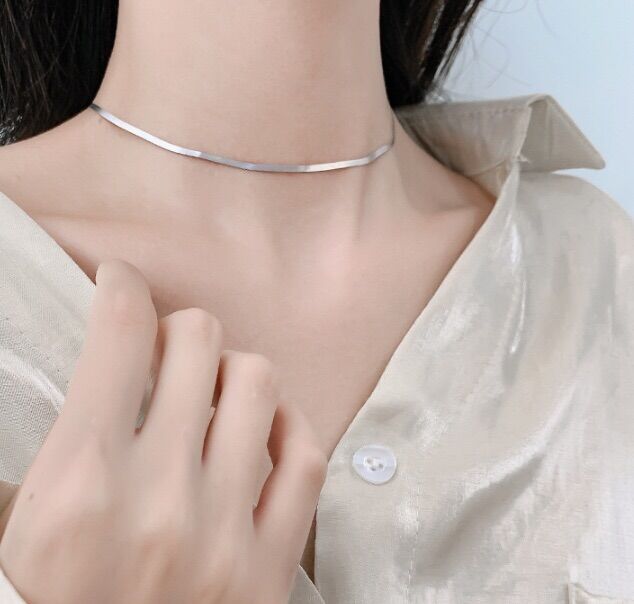 Dây chuyền titan mì ép (màu trắng/ màu vàng)