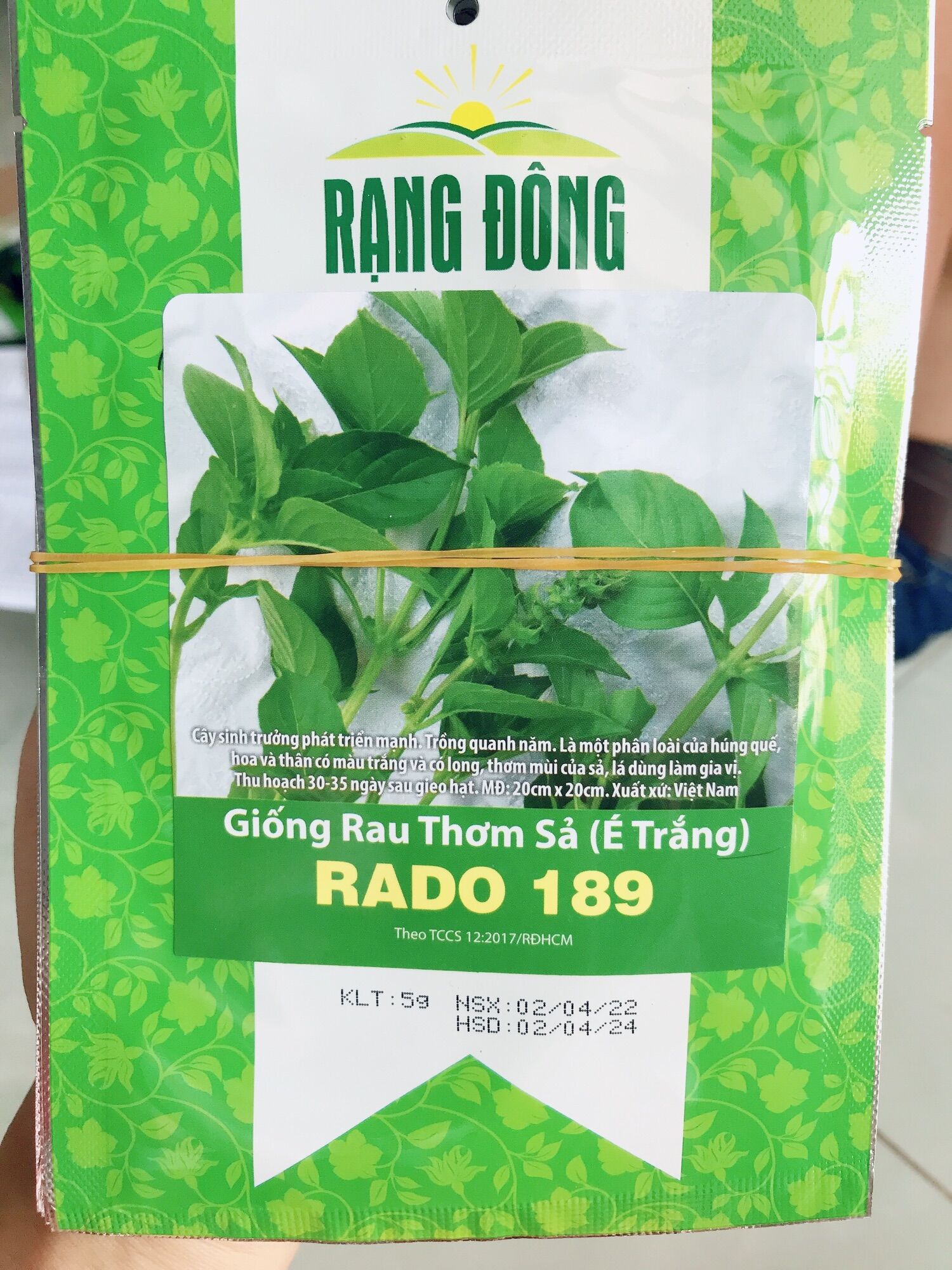 Hạt giống rau thơm sả é trắng Rạng Đông gói 5g