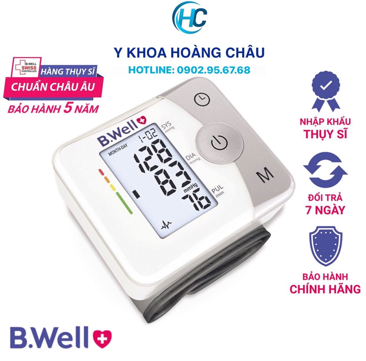 CHÍNH HÃNG BWell Med 57 - Máy đo huyết áp cổ tay điện tử tự động B.Well