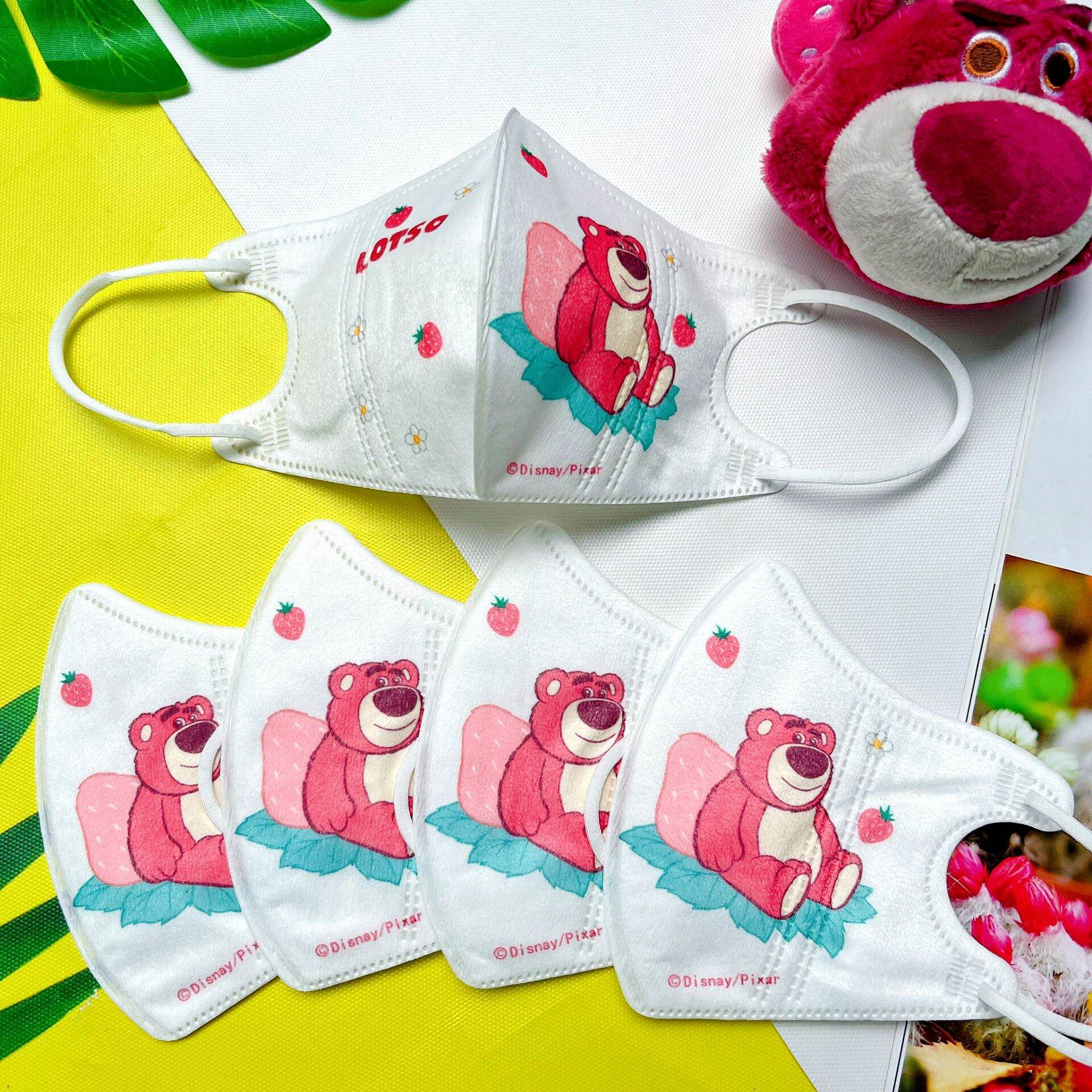 Mẫu Gấu Dâu Mới Set 10 Chiếc Khẩu Trang 3D In Hình Gấu Dâu Dành Cho Bé 4-8 Tuổi