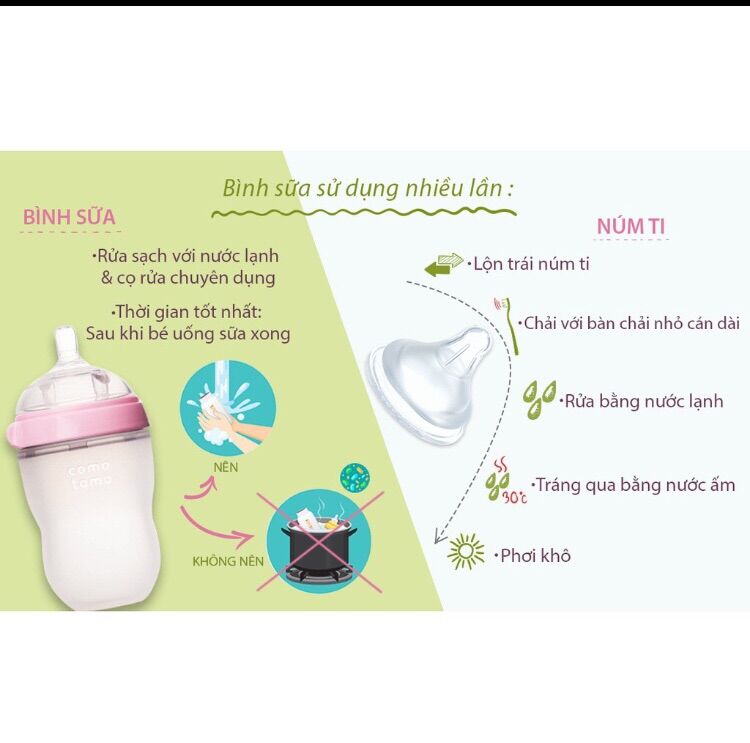 Bình sữa comotomo 150ml (xanh/hồng) siêu mềm ( tặng kèm tay cầm cho bình)