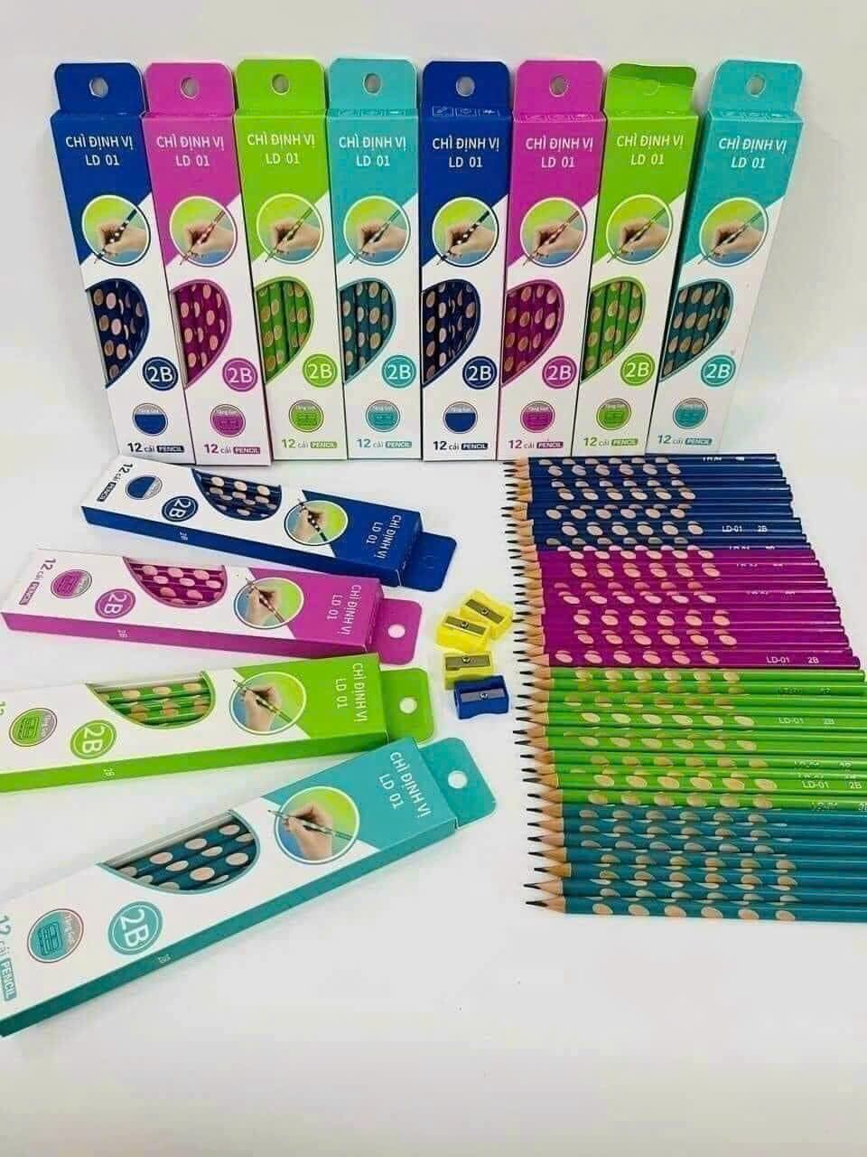 Combo 12 Bút chì định vị 2B tặng kèm chuốt chì