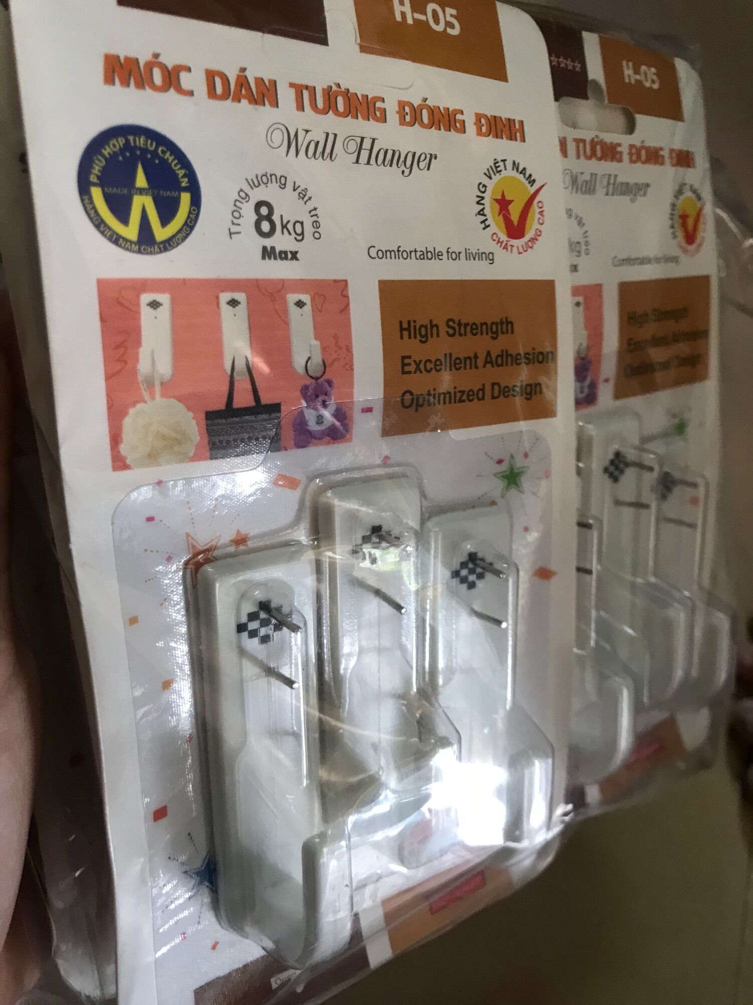 [HCM]combo 10vĩ(30cái) móc dán tường dài có đinh đóng vào tường
