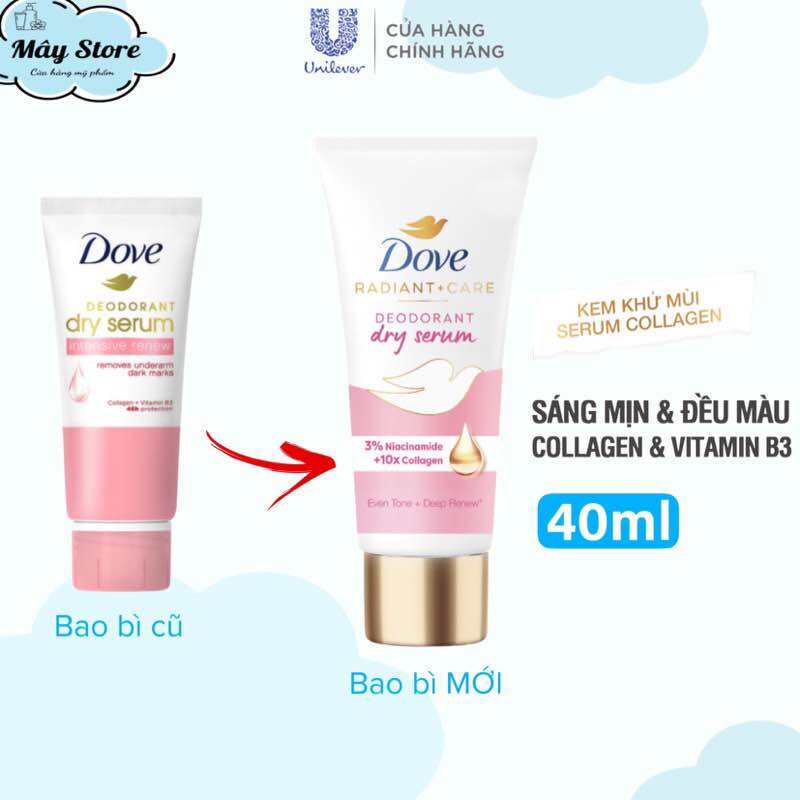 Kem Khử Mùi Dove Tinh Chất Serum Dành Cho Nữ Dưỡng Da Sáng Mịn 40ml