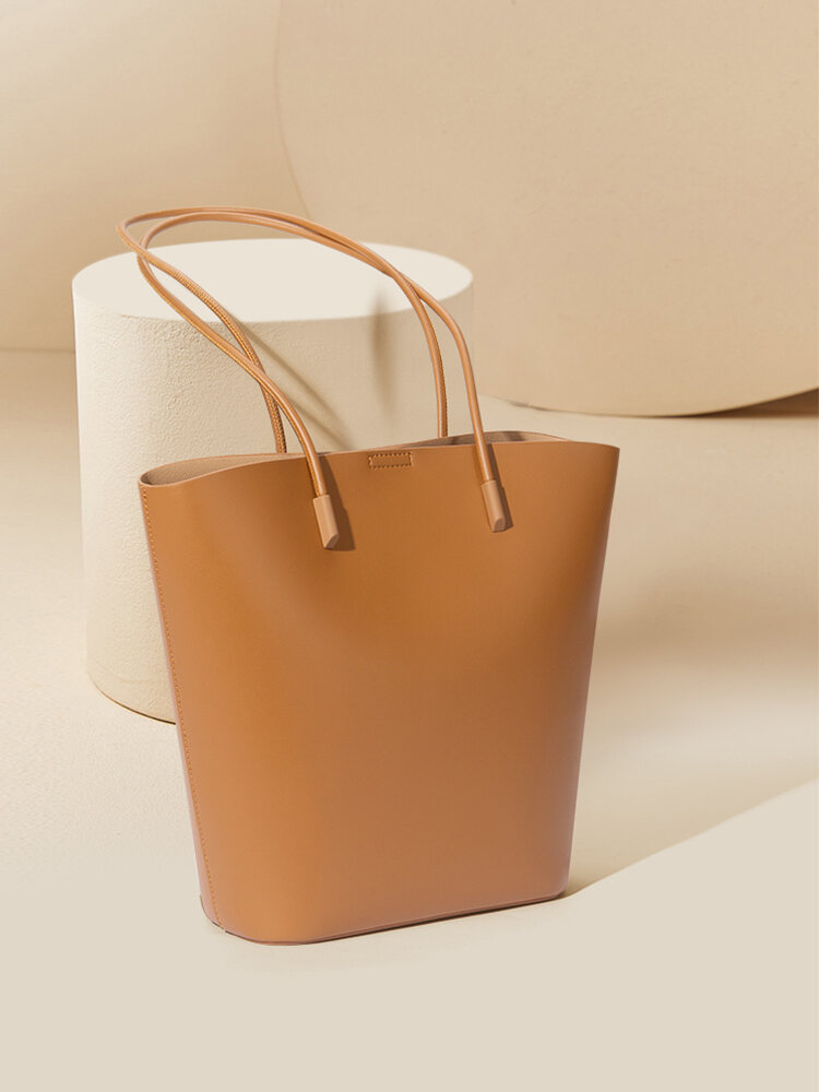 Túi Xô Tote Sức Chứa Lớn Da Mềm Da Bò Lớp Đầu Nữ Tối Giản Phong Cách Tối Giản Đơn Giản Da Thật Nguyên Tác Thiết Kế Thiểu Số Thu Đông