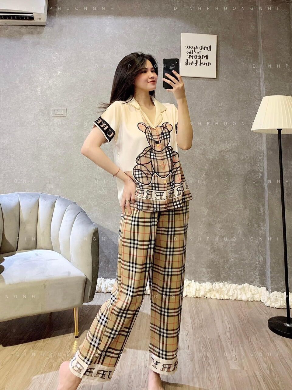 Đồ bộ pijama gấu bbr tay ngắn tay dài vải lụa latin cao cấp siêu mát