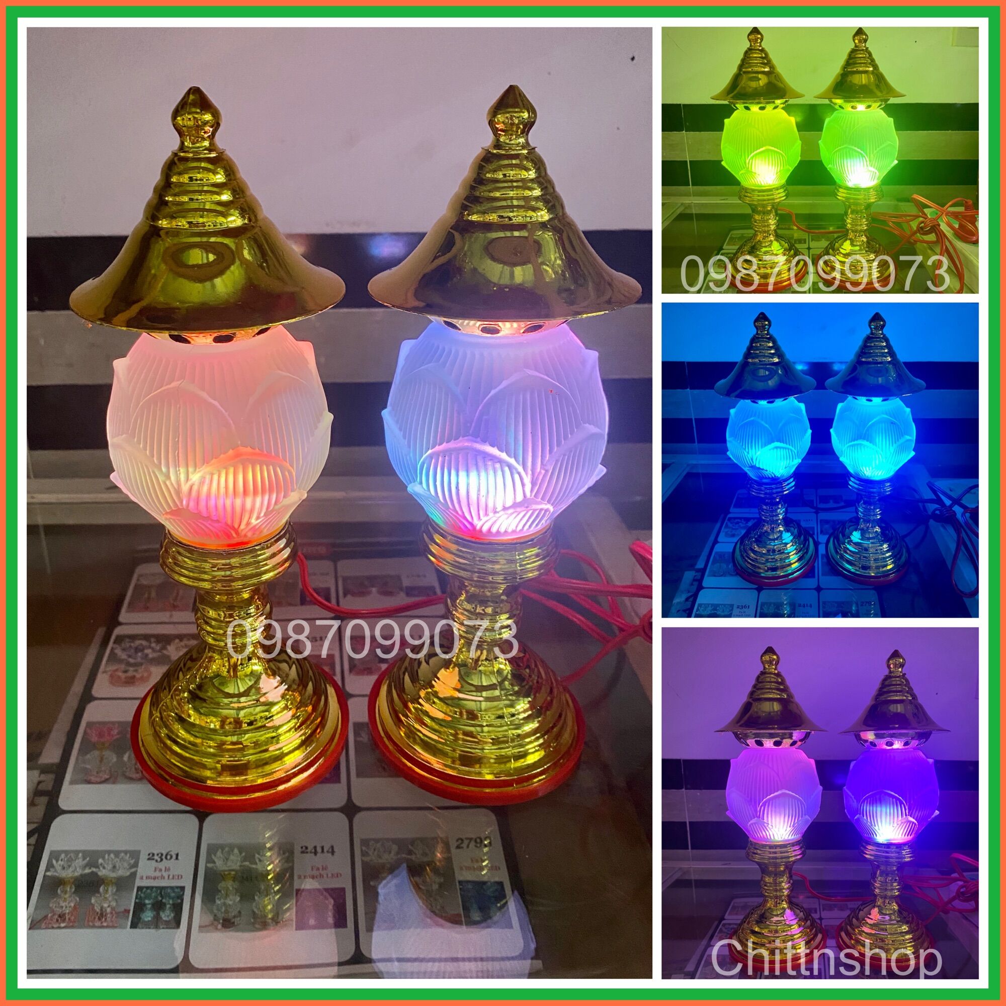 ĐÈN THỜ BẢO LIÊN HOA,LIÊN ĐĂNG,LƯU LY (MỘT CẶP)