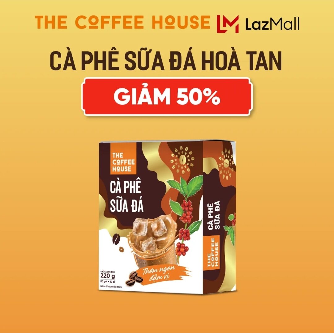 Tháng 3 Giảm 50%  The Coffee House cà phê sữa đá hoà tan  Hộp 10Gói x 22G