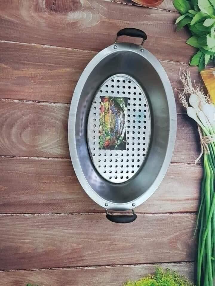 Khay lầu cá chép om dưa inox 30x50cm