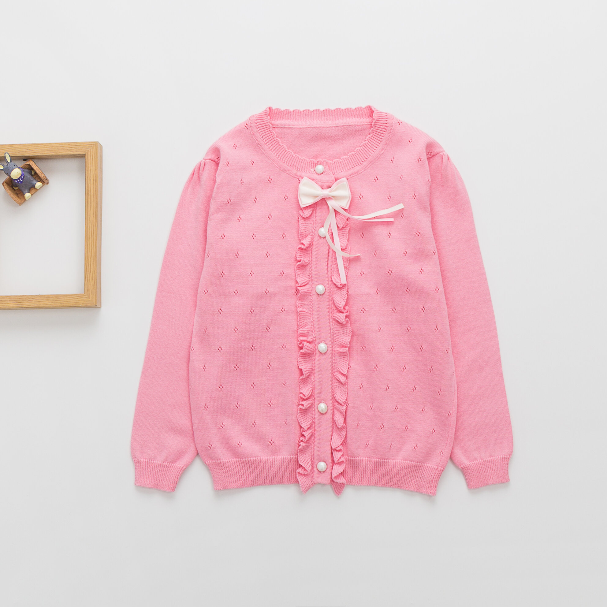 Áo len bé gái áo cardigan áo len dệt kim cotton xuân thu áo len kiểu tây bé gái lớn áo khoác mẫu mỏng trẻ em áo