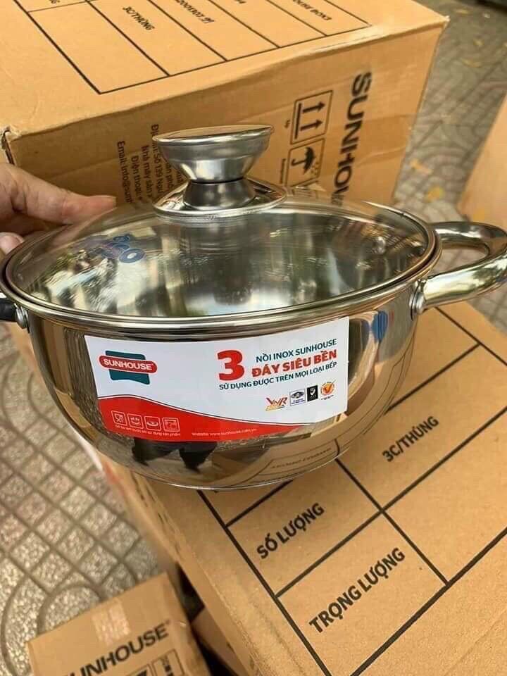 [HCM]???? NỒI INOX 3 ĐÁY SUNHOUSE size 20cm ????