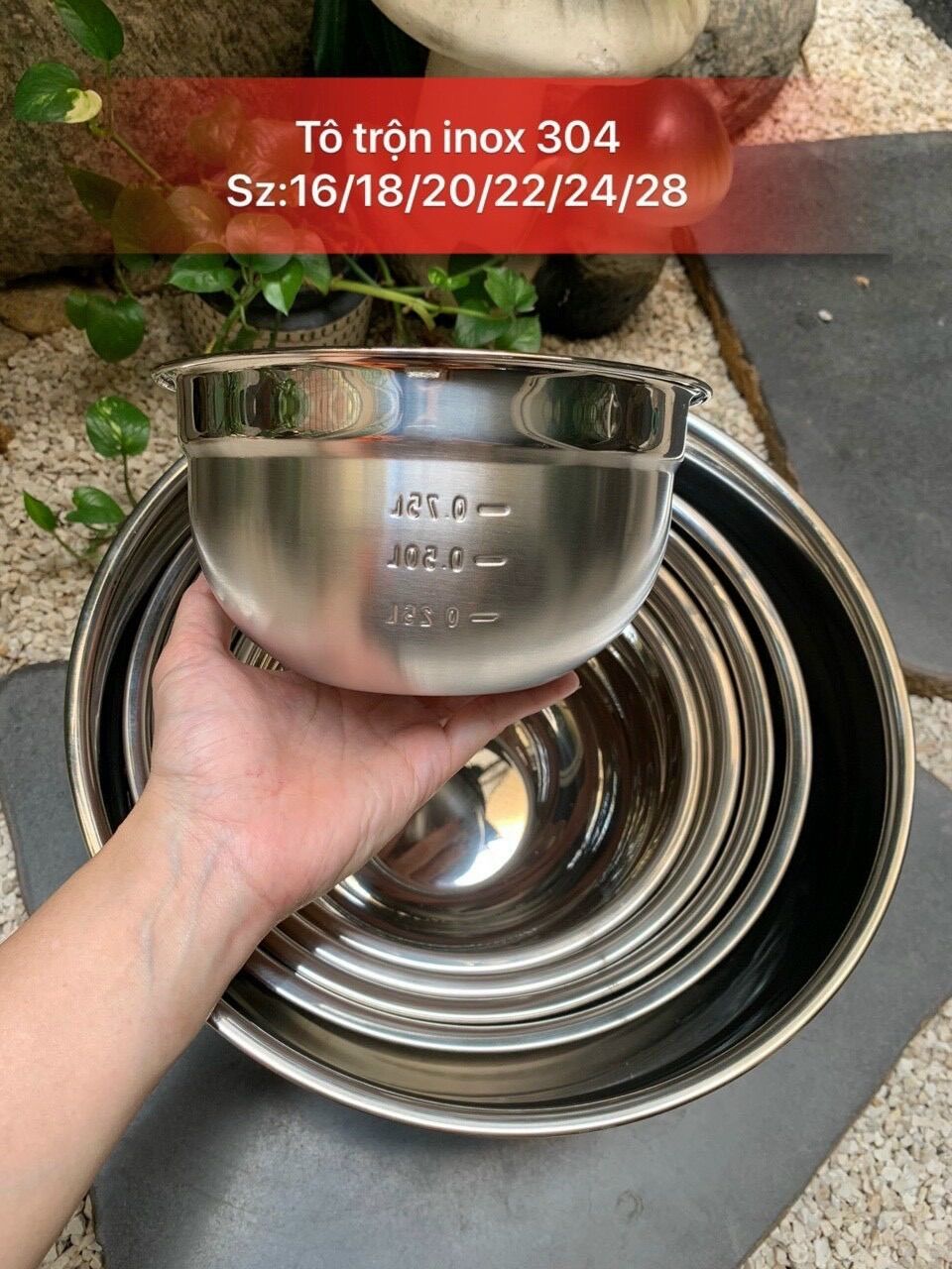 Tô trộn inox dày không gĩ 28 cm