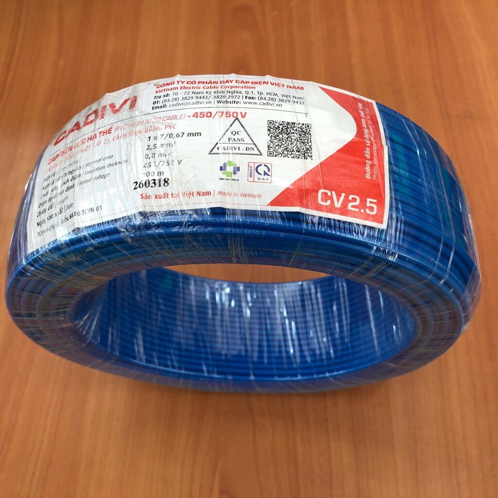 10 mét Dây cáp điện đơn Cadivi CV 1.5