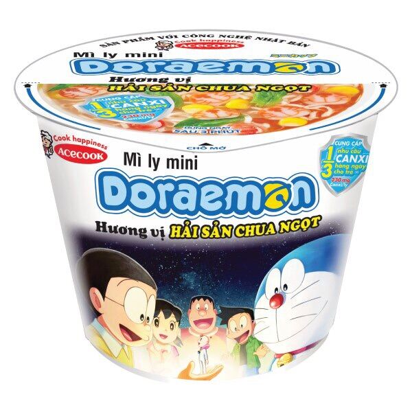 Mì Ly Mini Doraemon Acecook Vị Hải Sản Chua Ngọt 53G