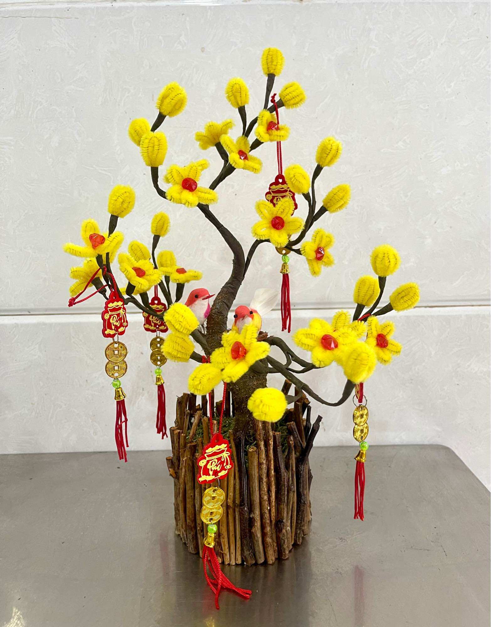 Chậu hoa pha lê cắm sẵn cao 30-35cm