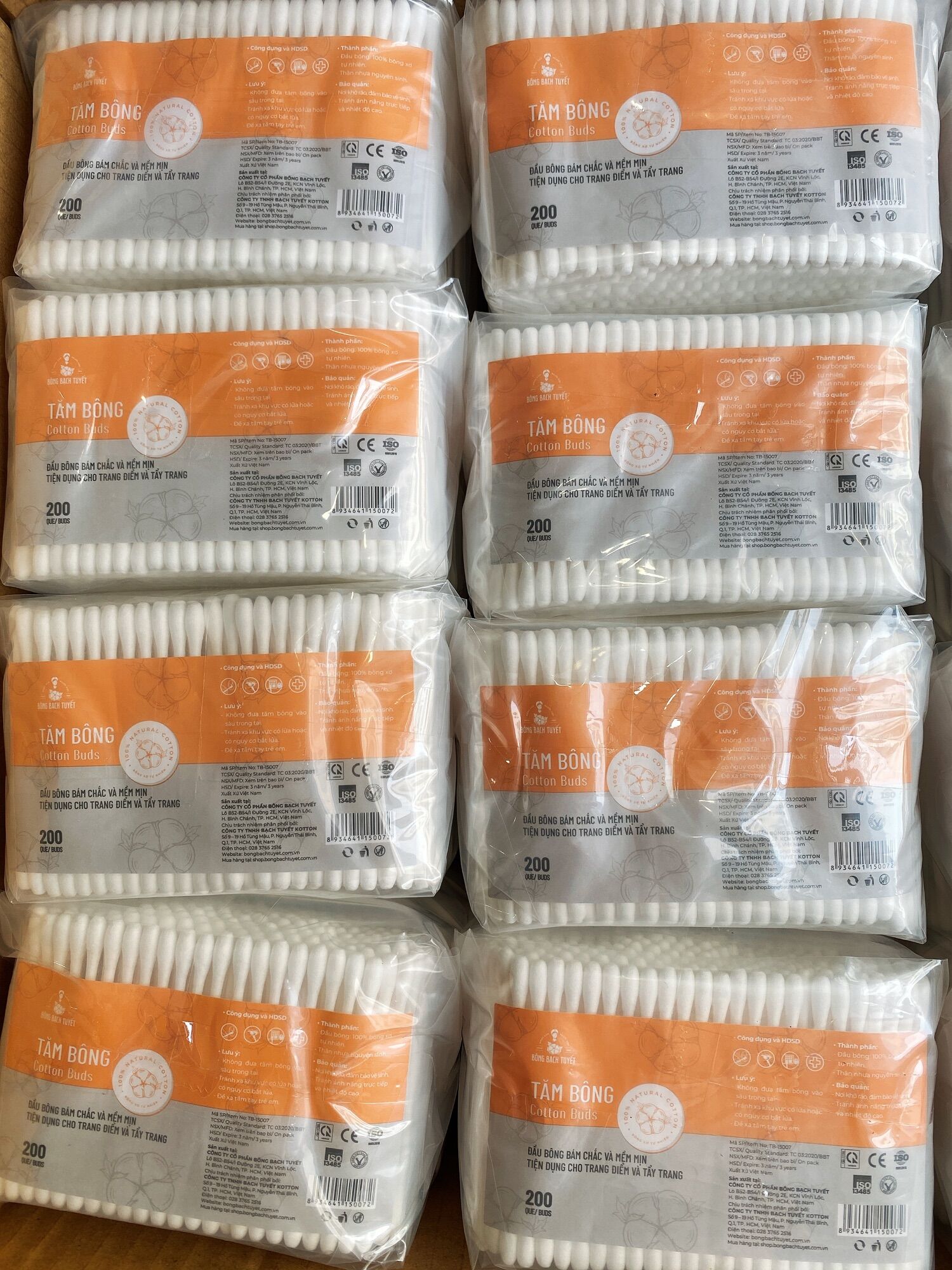 Tăm Bông Người Lớn Cotton Buds 200 que/ Gói Zíp - Bông Bạch Tuyết