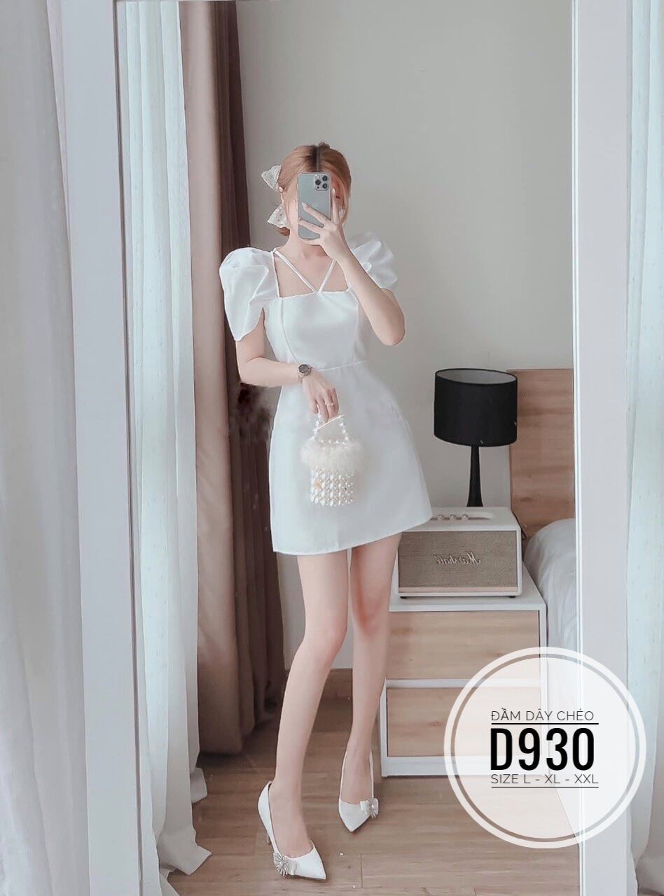 60-90kg Bigsize ĐẦM CỔ VUÔNG DÂY CHÉO D930