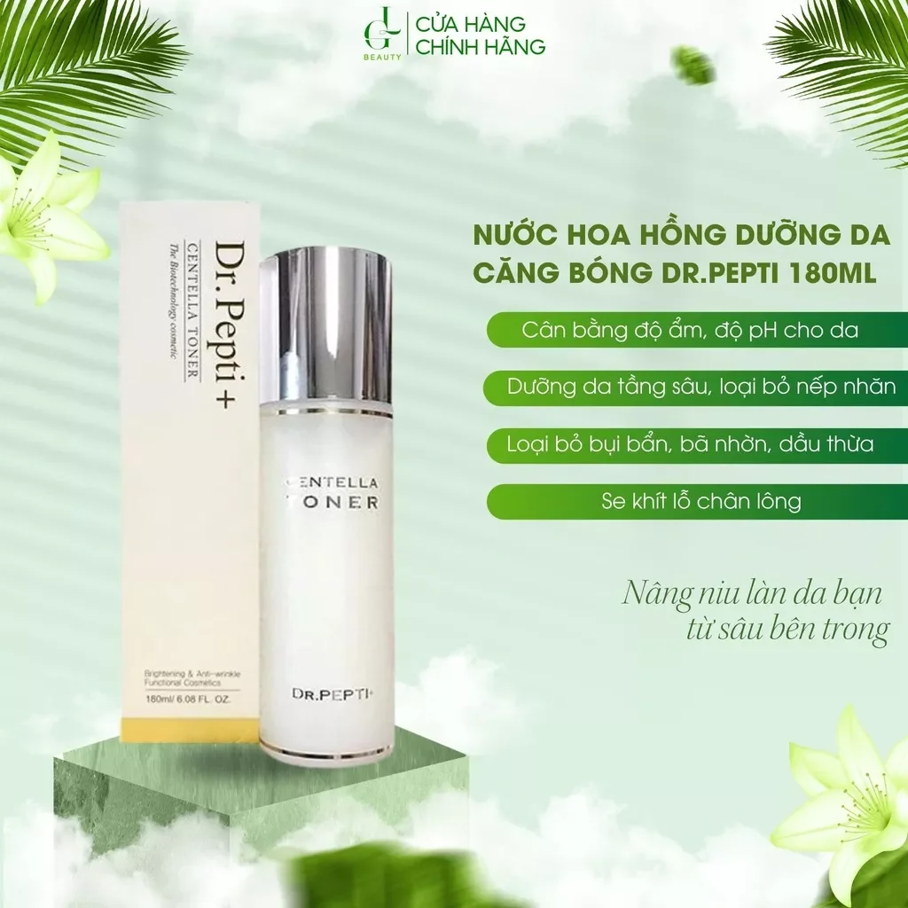 Toner Dr.Pepti . Nước Hoa Hồng Se Khít Lỗ Chân Lông, dưỡng ẩm căng bóng Dr.Pepti Centella Toner 180ml