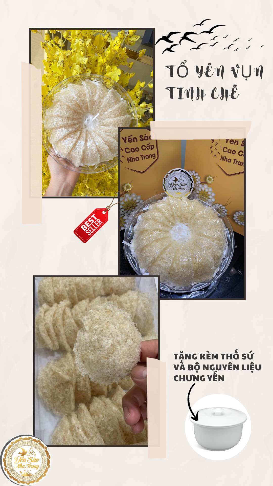 Hộp 50gr tổ yến vụn tinh chế sạch lông