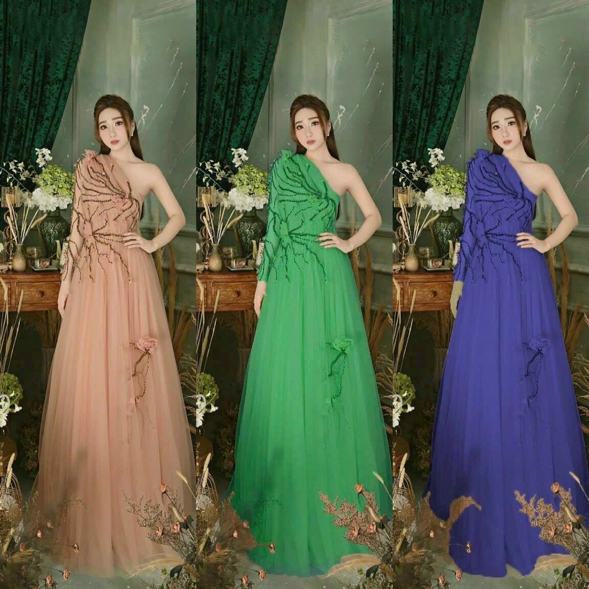 Đầm mà hoa lệch vai