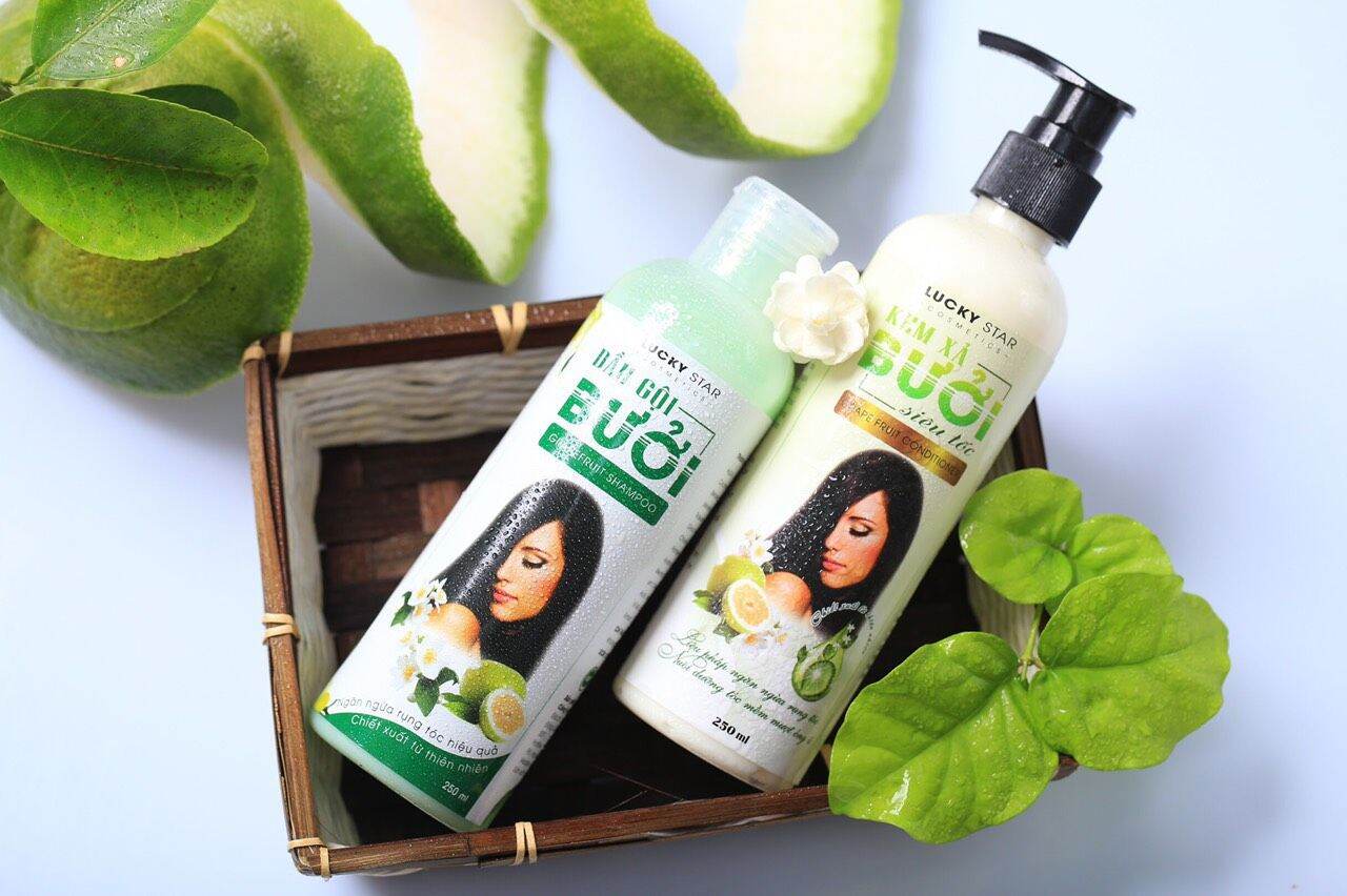 Combo dầu gội & kem xả Bưởi Lucky Star tặng 1 gel rửa tay khô