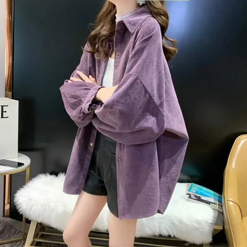 Áo Sơ Mi Nữ Ren Định Dài Tay Dáng Rộng Chiều Dài Trung Bình Đeo Áo Khoác Đa Năng Cho Áo Khoác Ngoài 