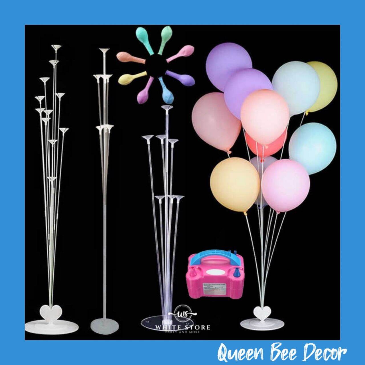 Trụ Mika 7 Thanh Gắn Bóng Bay tặng kèm 7 vỏ bóng bay nhũ các màu