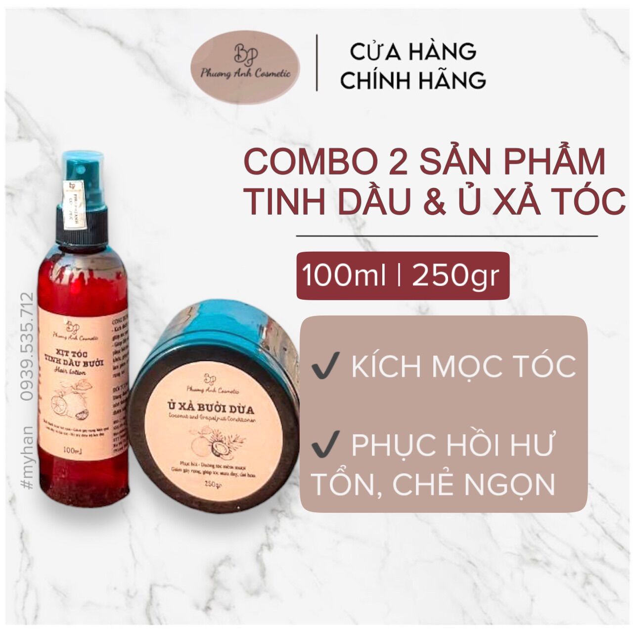 Ủ xả bưởi dừa + xịt bưởi giúp mọc tóc, giảm rụng tóc , phục hồi tóc 100% thiên nhiên