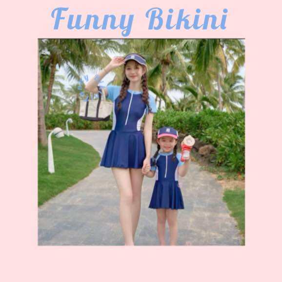 [Size M,L,XL] Bikini nữ đồ bơi cặp Mẹ và Bé 2 mảnh phối váy kín đáo dễ thương FUNNY BIKINI MS-064