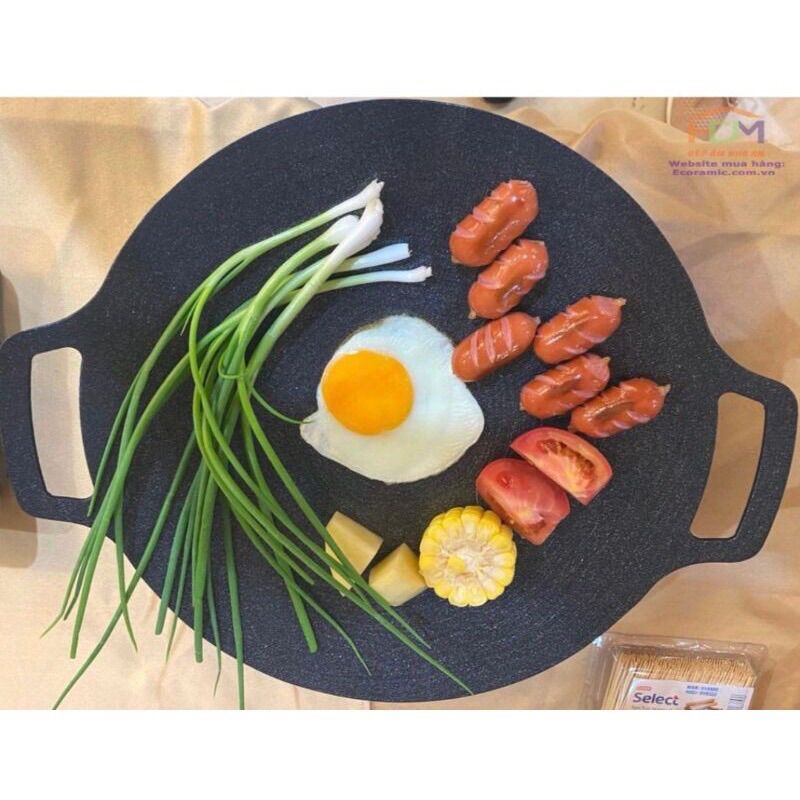 [CHÍNH HÃNG] CHẢO ĐÁ NƯỚNG CHỐNG DÍNH 33cm CAO CẤP ECORAMIC HÀN QUỐC