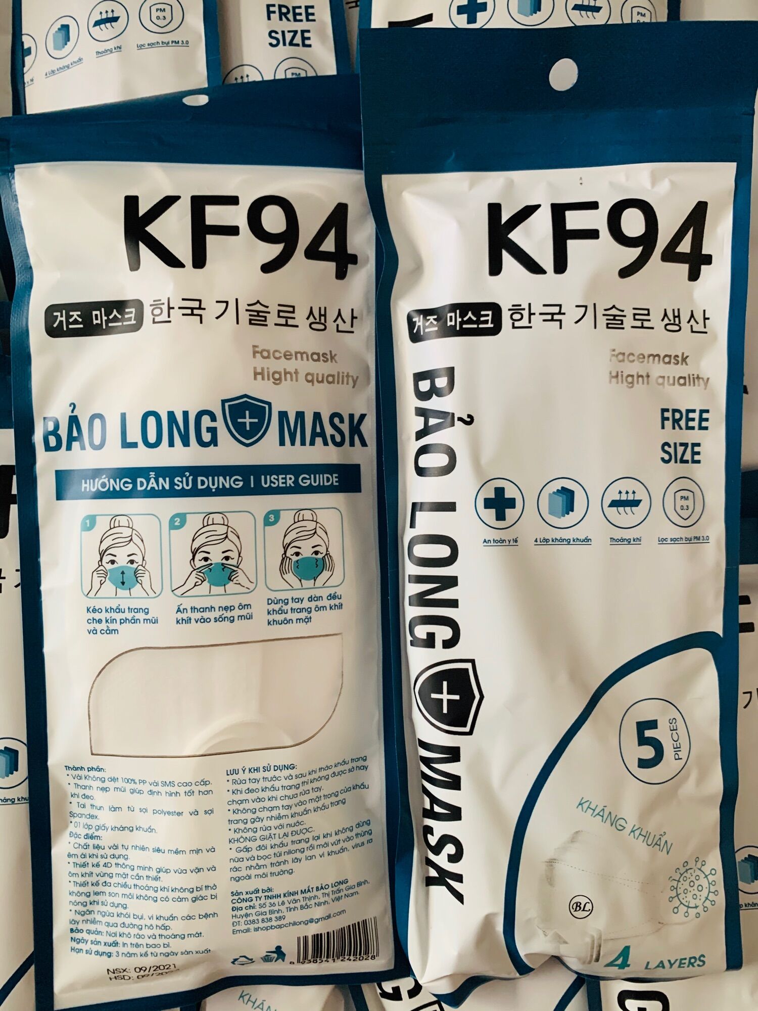 (Sỉ) Khẩu Trang 4D KF94 BẢO LONG MASK ( 1 thùng 300 cái khẩu trang)
