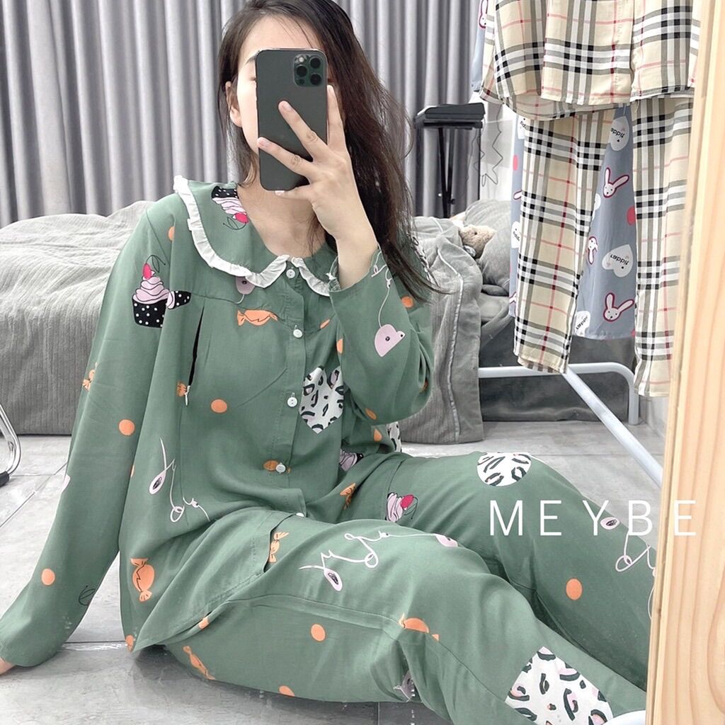 Bộ đồ bầu và sau sinh dài tay lanh siêu mát