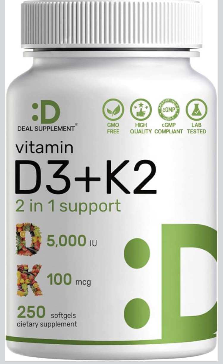 Pills to Increase Immunity and Strengthen Bones Deal Supplement Vitamin D3 + K2 250V Usa