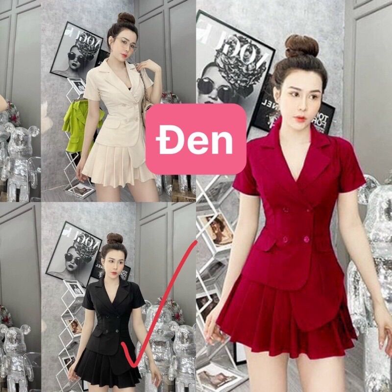 Set áo vest tà xoé chân váy ngắn SV03
