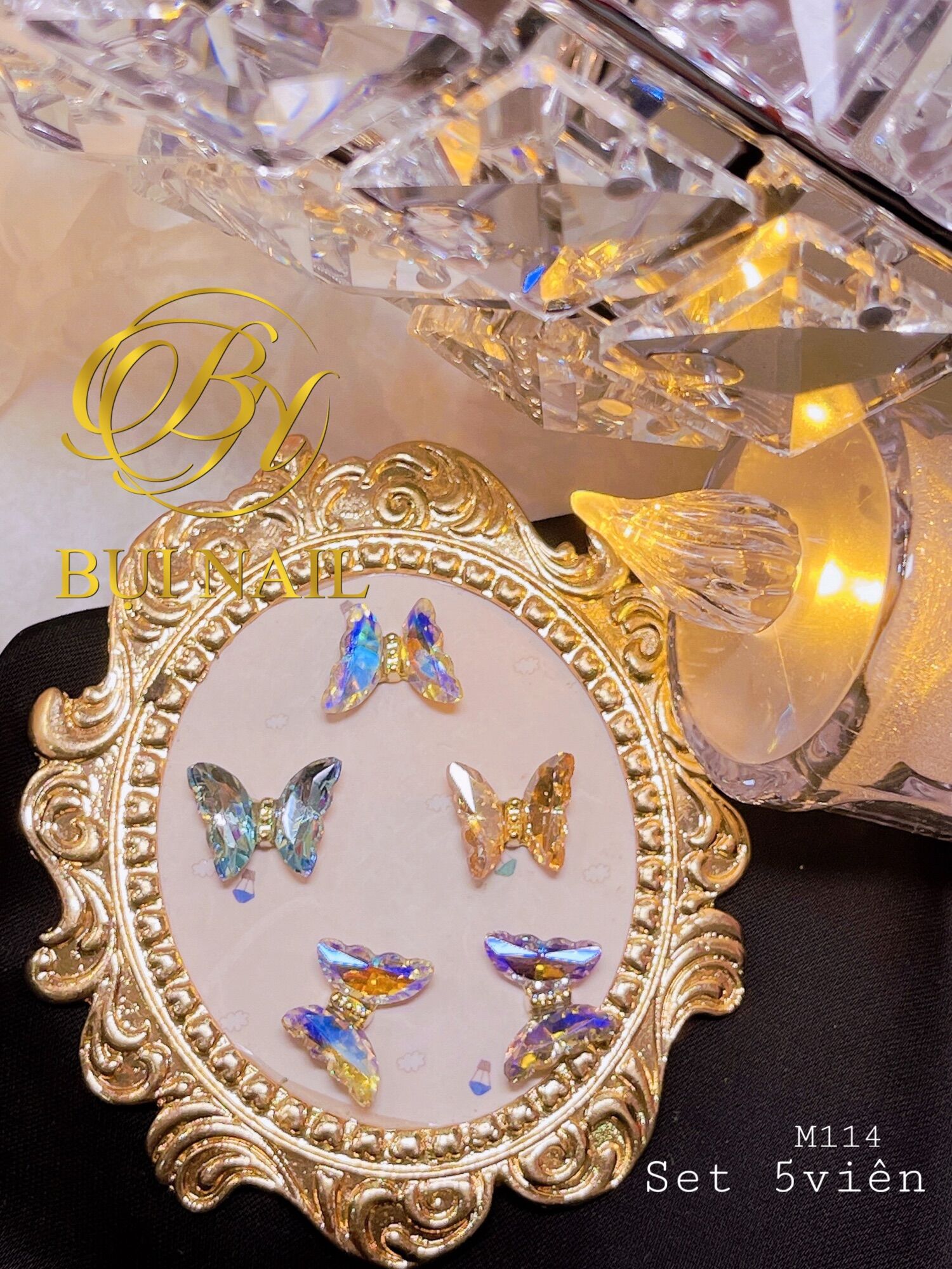 Charm bướm đá set 5viên
