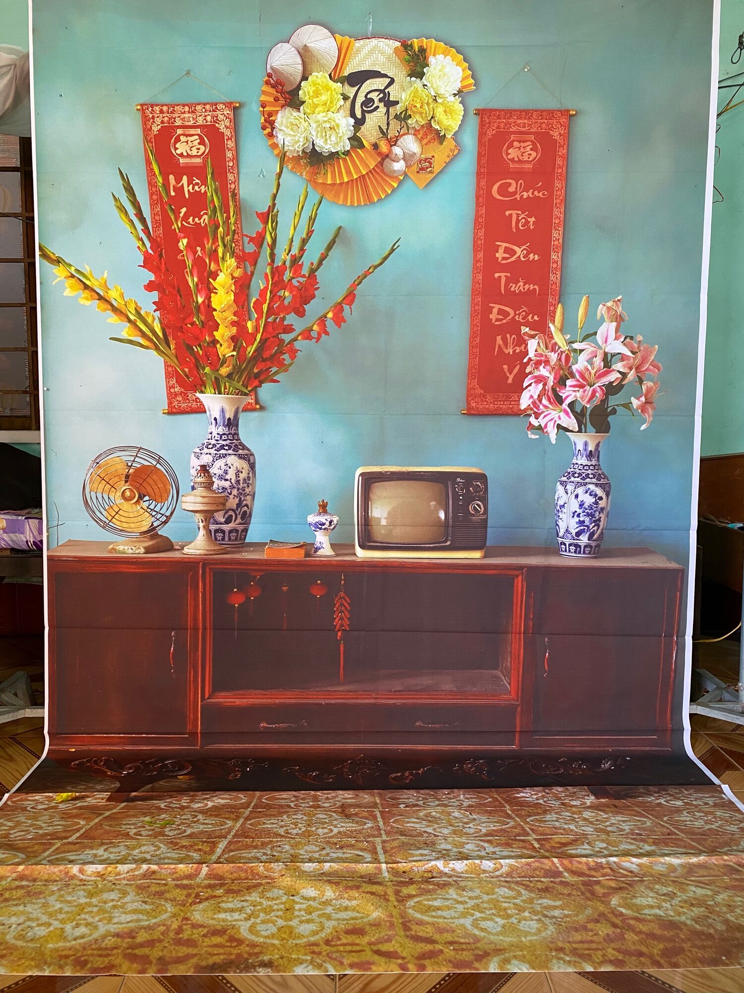 Phông nền chụp ảnh Tết 1,5mx2,5m