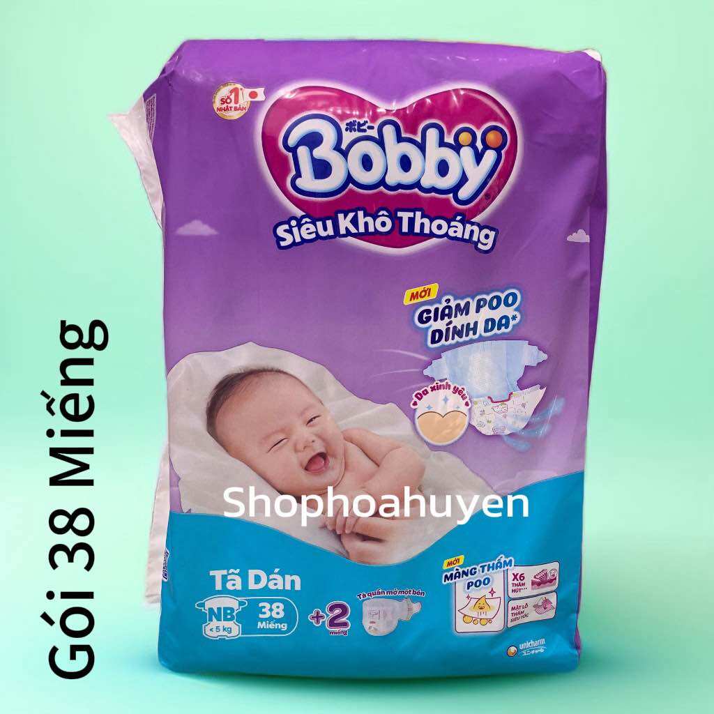 Tã dán Bobby sơ sinh NB70+4 Miếng NB38+2 Miếng | Tã Dán bé sơ sinh Bobby | Bĩm dán sơ sinh 0-5kg bé mới lọt lòng