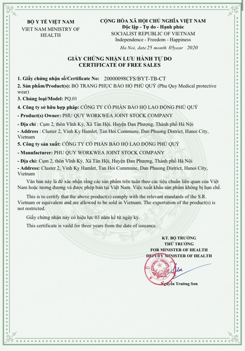 [HCM]Quần áo bảo hộ phòng dịch PQ 4 món