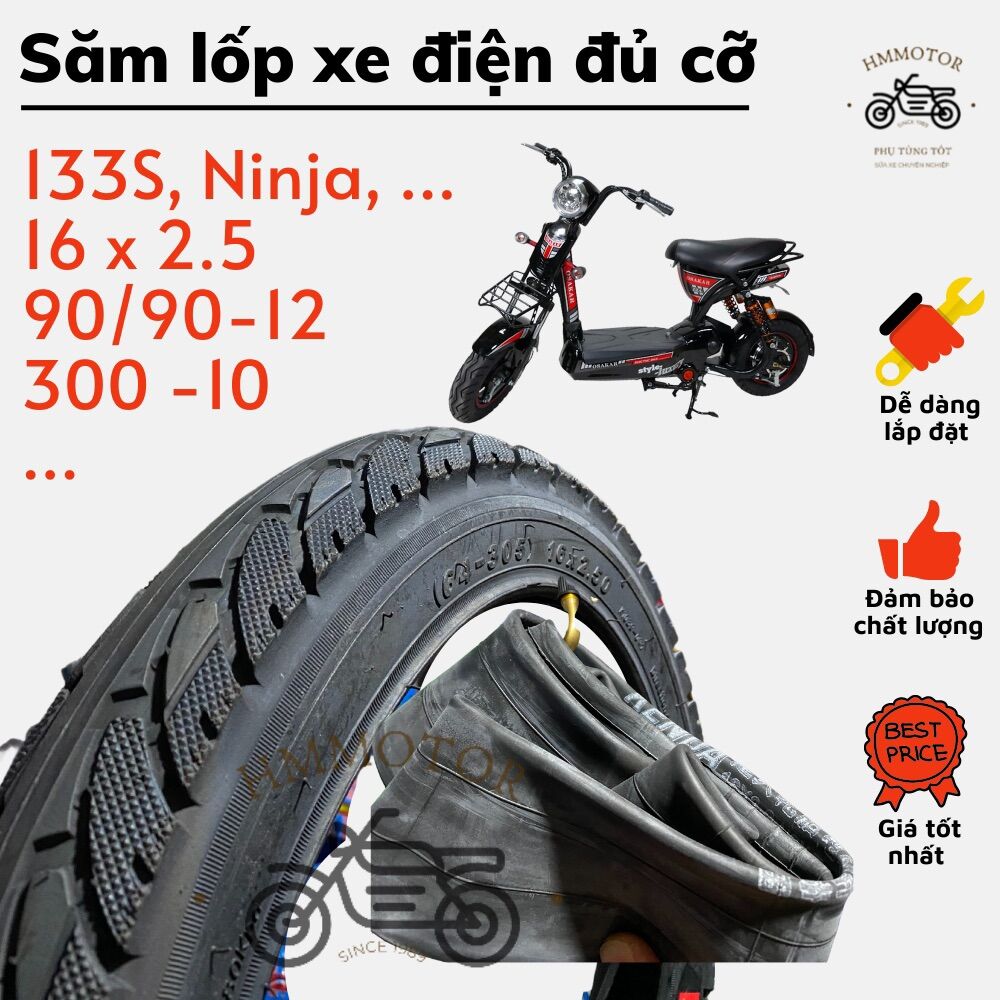 Săm lốp xe đạp điện ninja, 133s 90/90-12, 300-10, 16 x 2.125, 14x2.125, 18 x 2.125