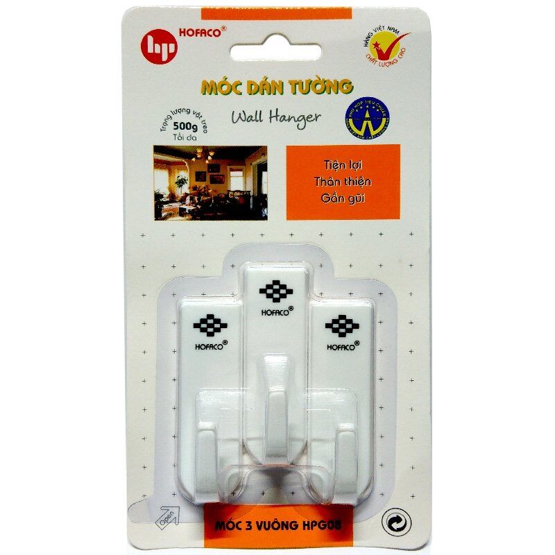 Combo 10vĩ móc dán tường 3 cái dài Hofaco