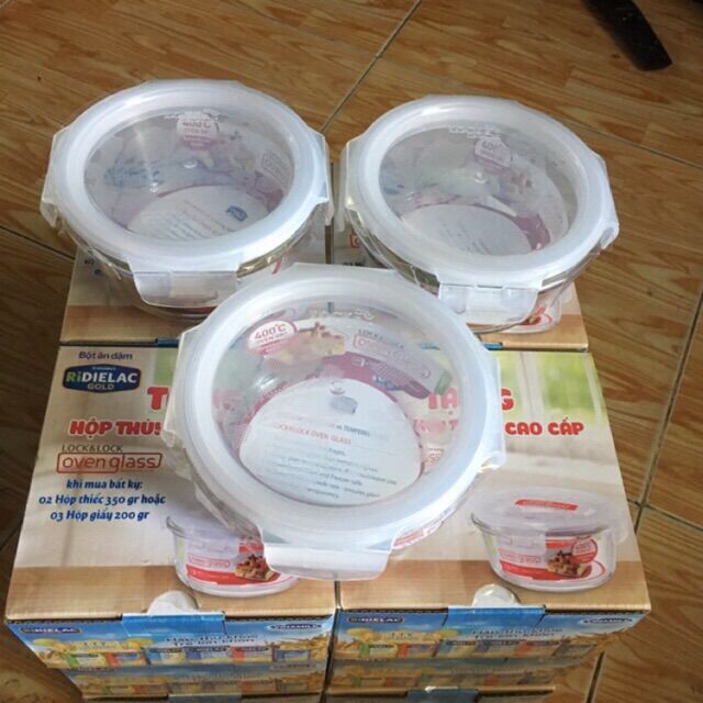 [HCM]Bộ 2 hộp thuỷ tinh Lock&lock 380ml