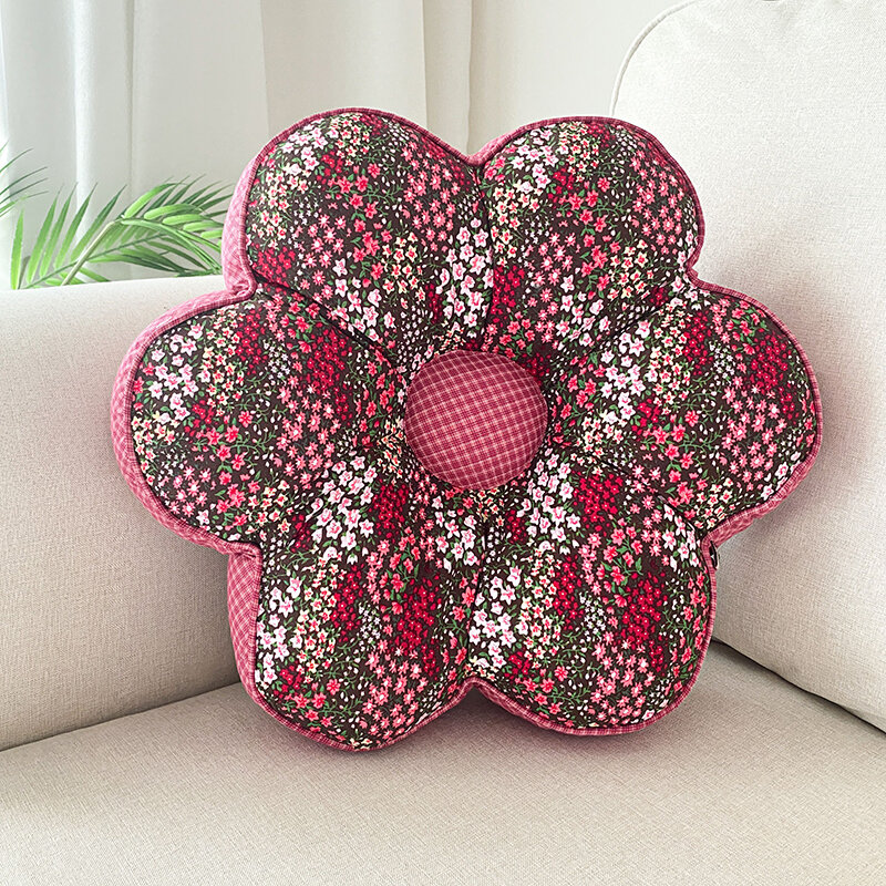 Gối ôm vải nghệ thuật cotton flowering hàng xuất khẩu gối dựa bông hoa kèm ruột gối tựa lưng sofa đệm dựa đồng quê