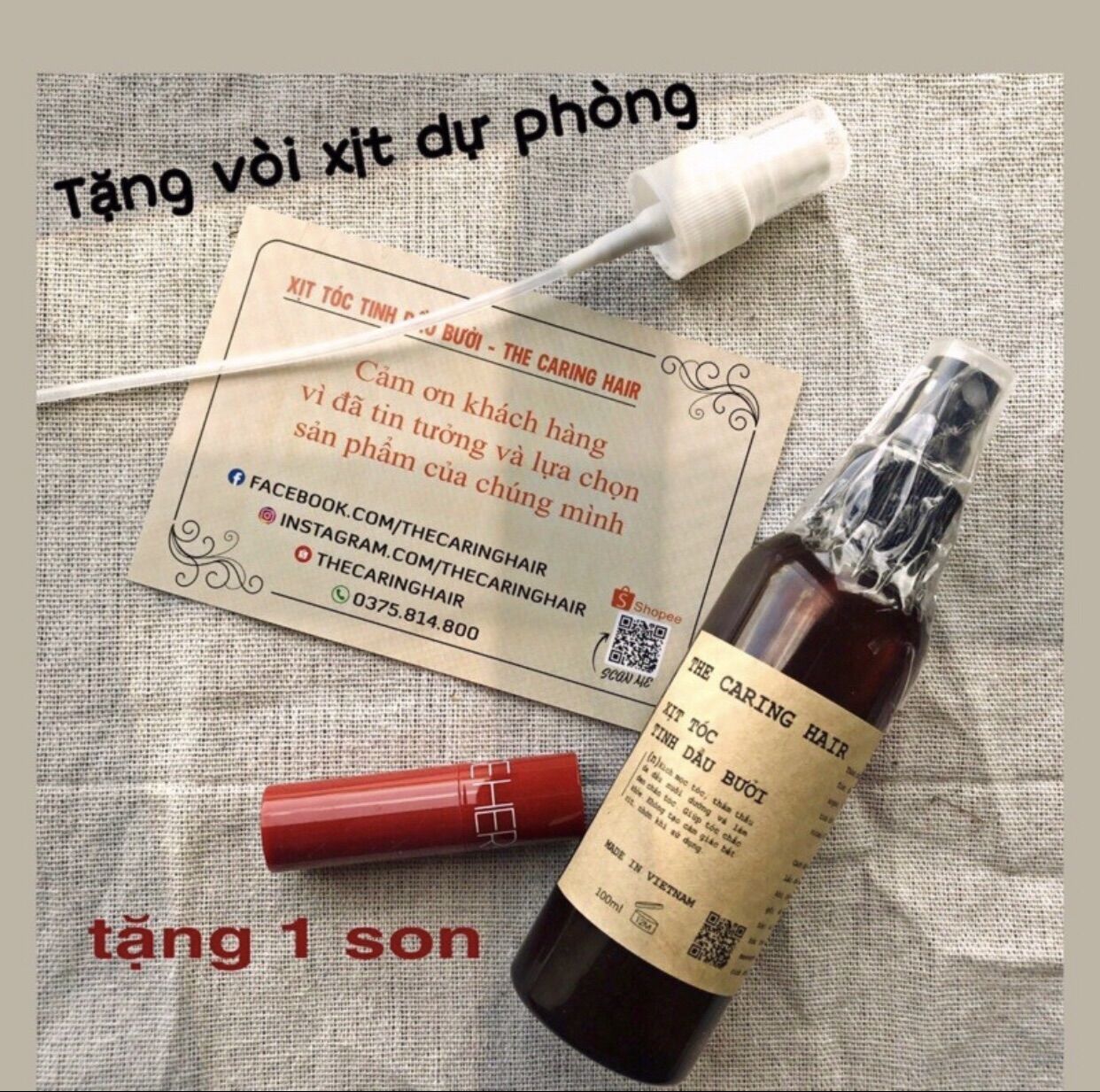 [CHÍNH HÃNG] Xịt tóc Tinh dầu bưởi THE CARING HAIR ( Kích mọc tóc - Giảm rụng )