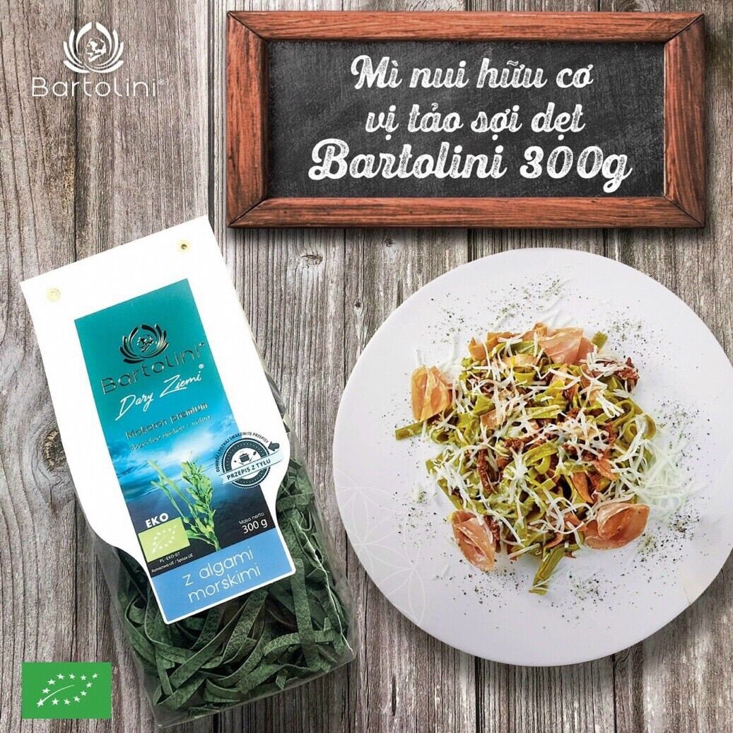 [HCM]Mì nui Tảo hữu cơ sợi dẹt Bartolini 300g