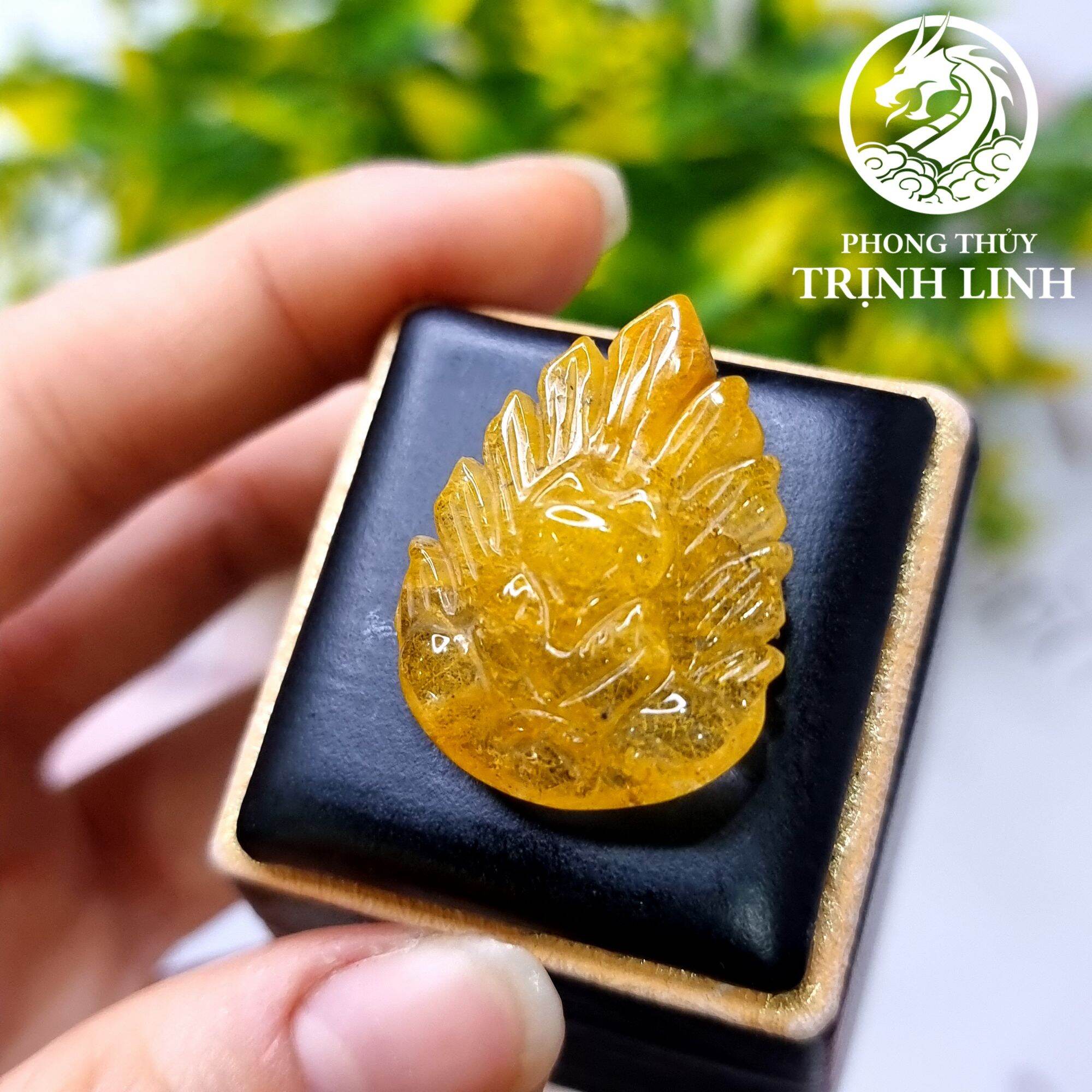 Mặt dây chuyền hồ ly tiên chúa thạch anh tóc vàng lô mới