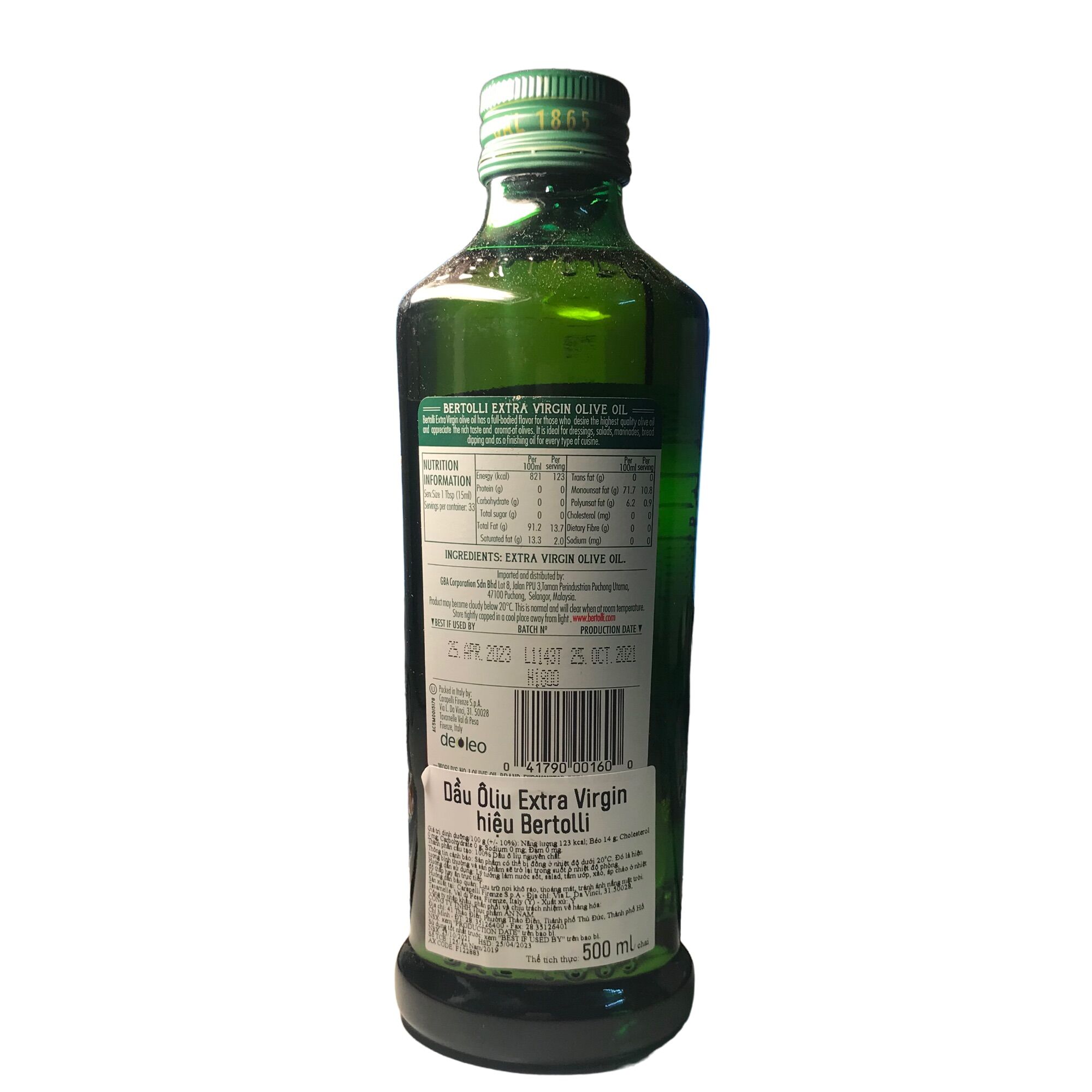 Dầu Oliu Extra Virgin hiệu Bertolli 500 ml