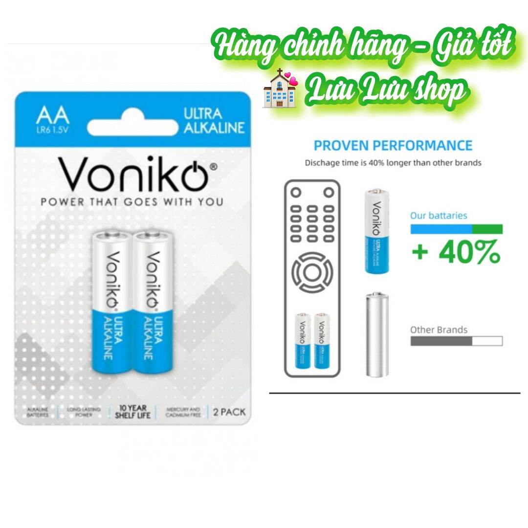 Pin tiểu aa voniko usa alkaline cao cấp vỉ 2 viên chính hãng